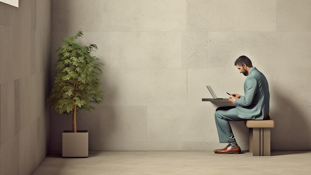 Man hiding knowledge on his laptop from others.