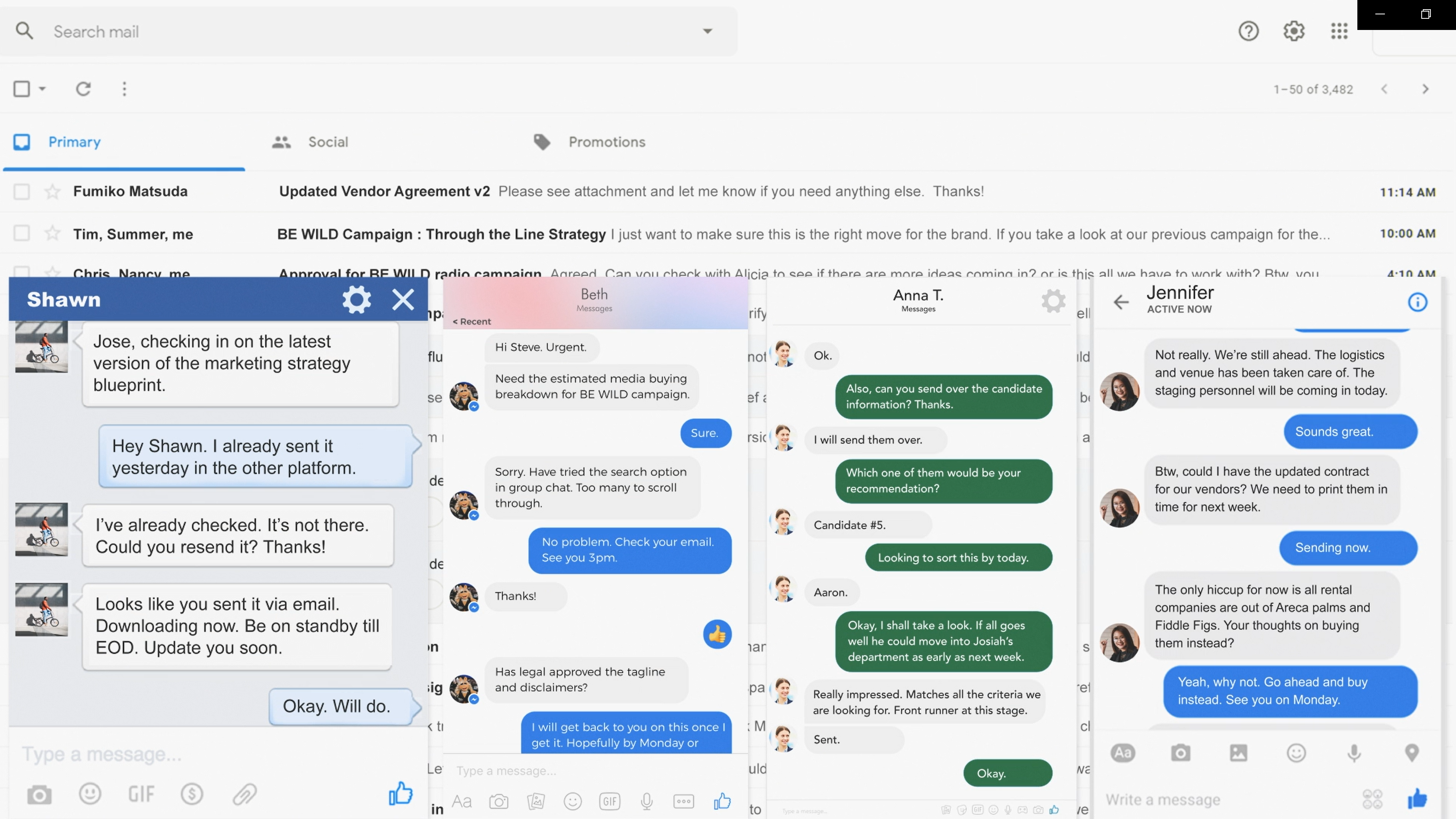 Image showing ways teams communicate with each other when using spreadsheets to manage their data. 