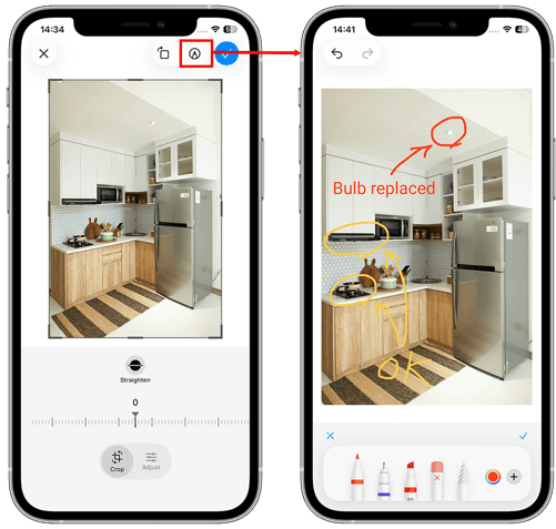 Annotating a photo when attaching files on iOS