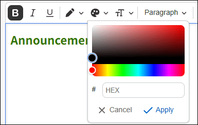 Flexible text and background color options