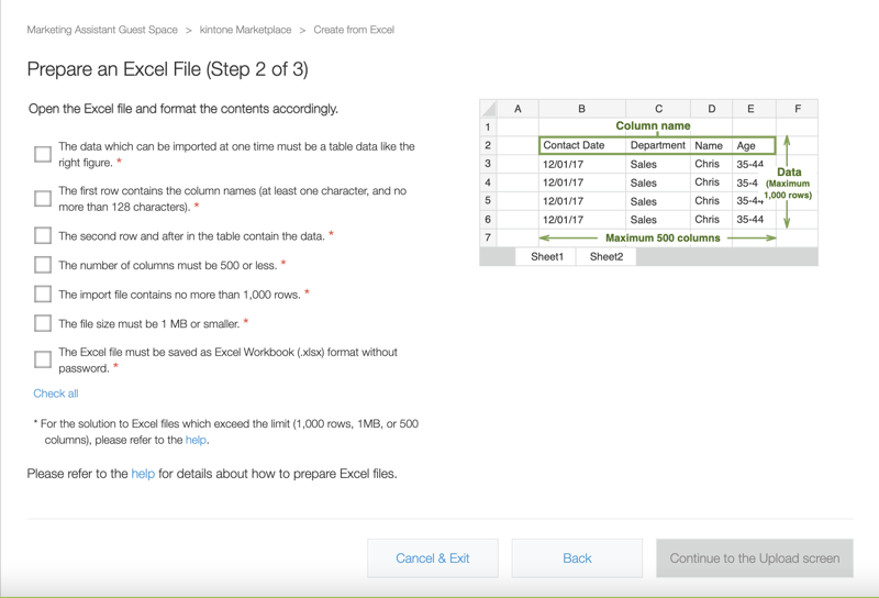 spreadsheet import 2